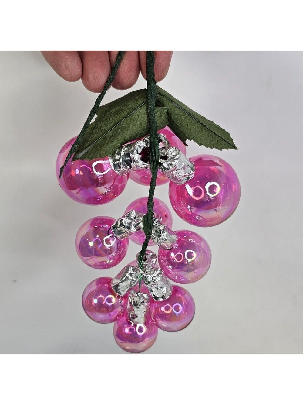 Silvestri Vintage Christmas Ornament Grape Cluster Glass Iridescent Pink Red - Picture 6 of 13